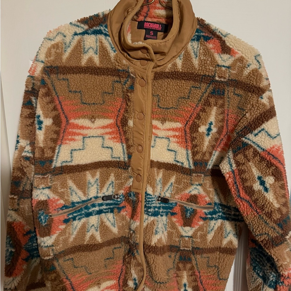 Rock & Roll denim Aztec Fleece Jacket